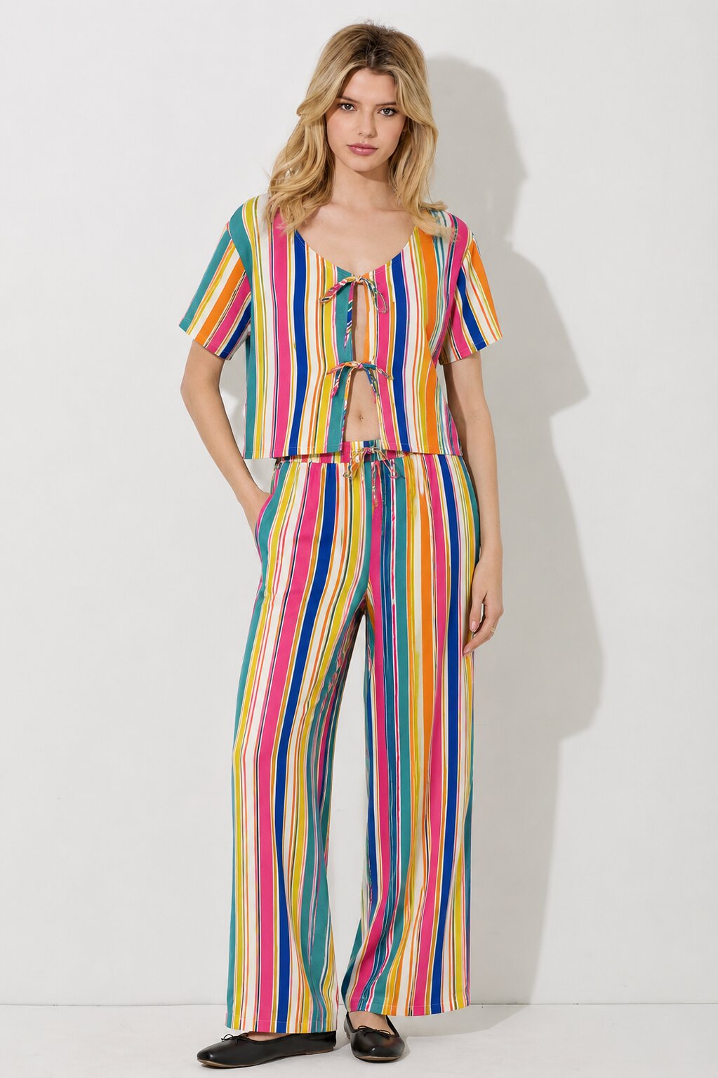 Multi Stripe Drawstring Pants