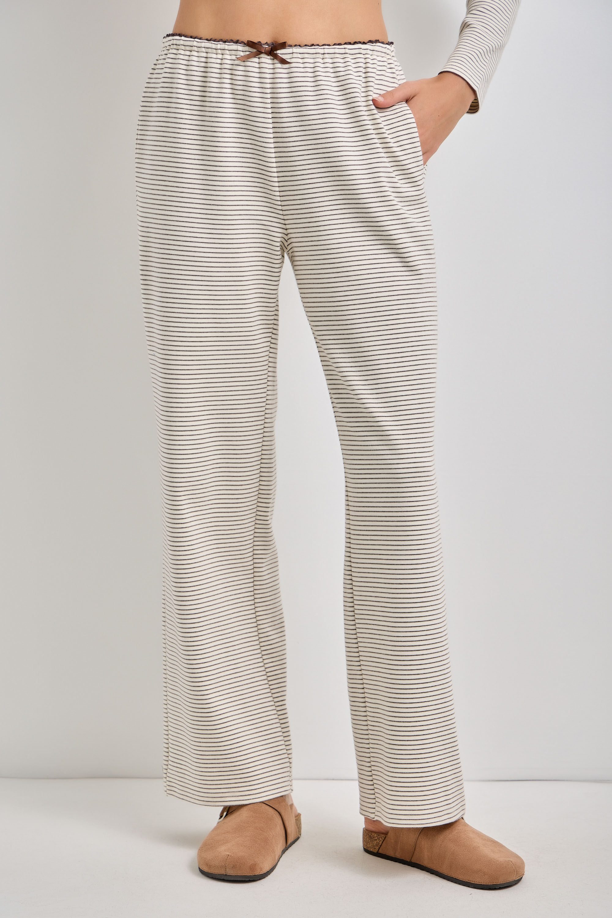Stripe Knit Elastic Waist Pants