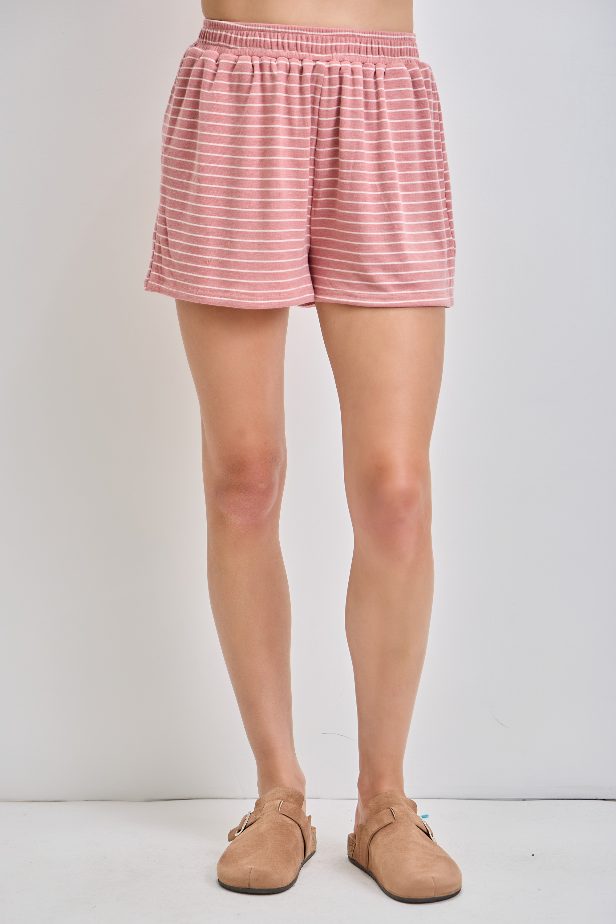 Striped Elastic Waist Shorts