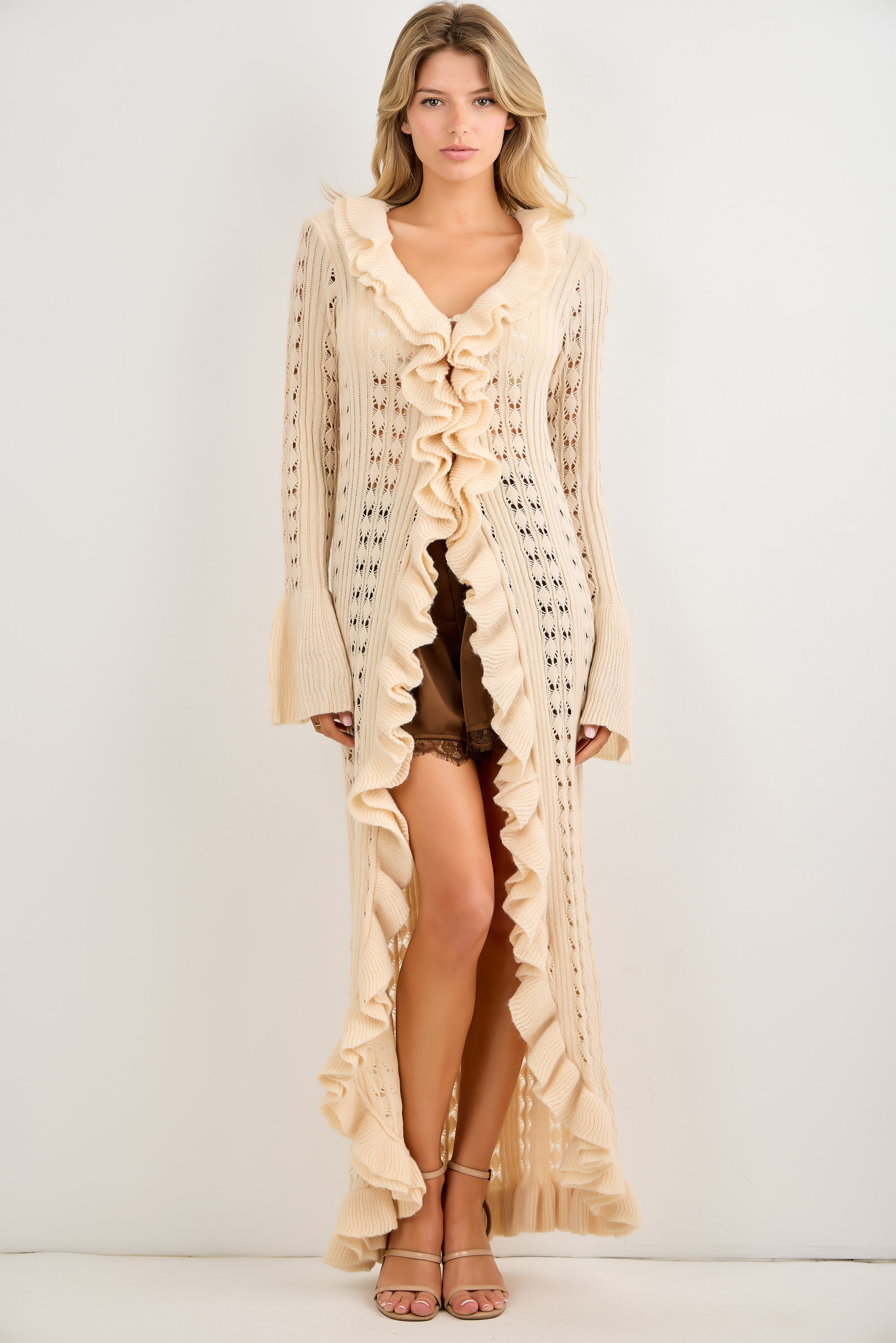 Ruffle Knit Duster