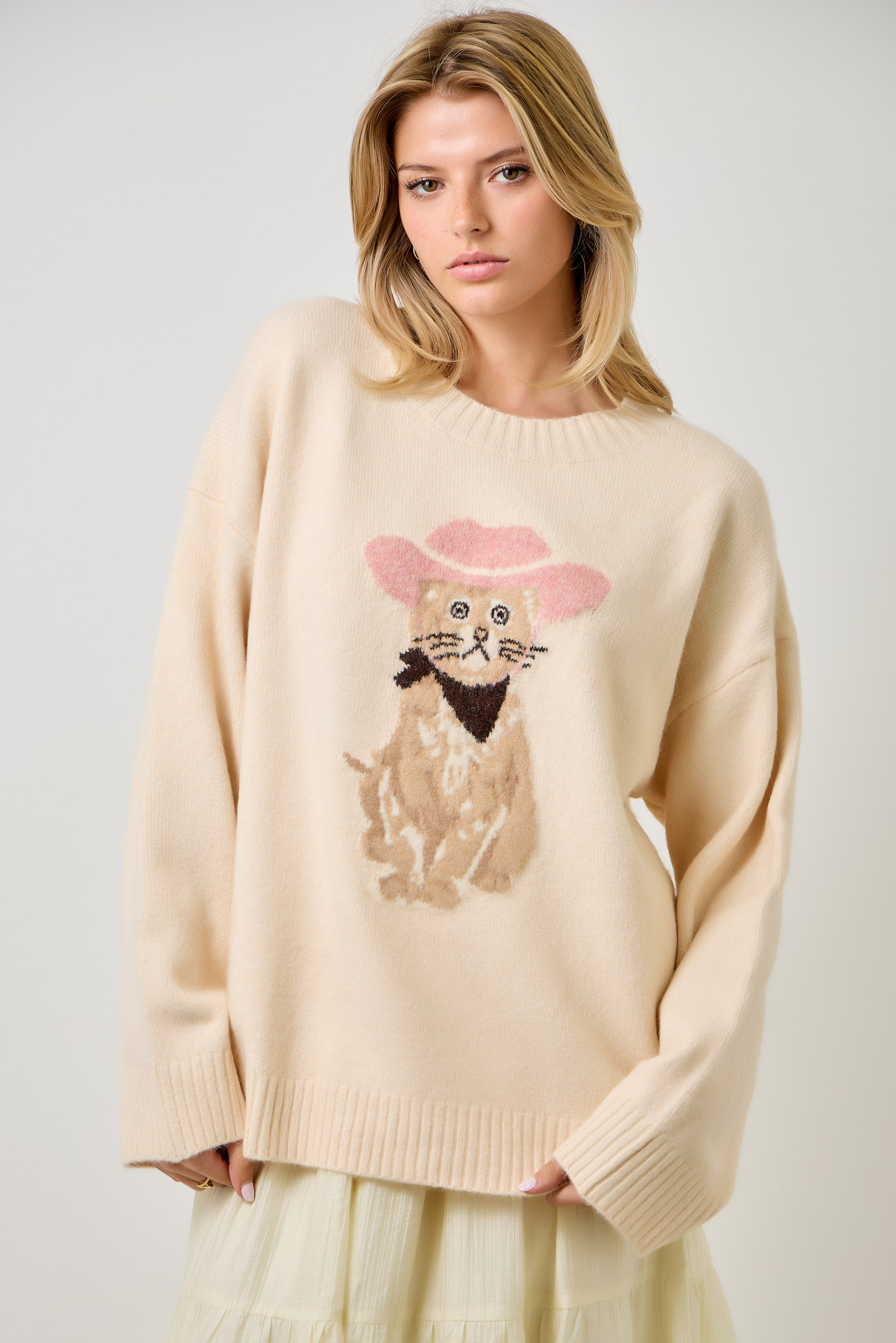 Western Cat Design Sweater