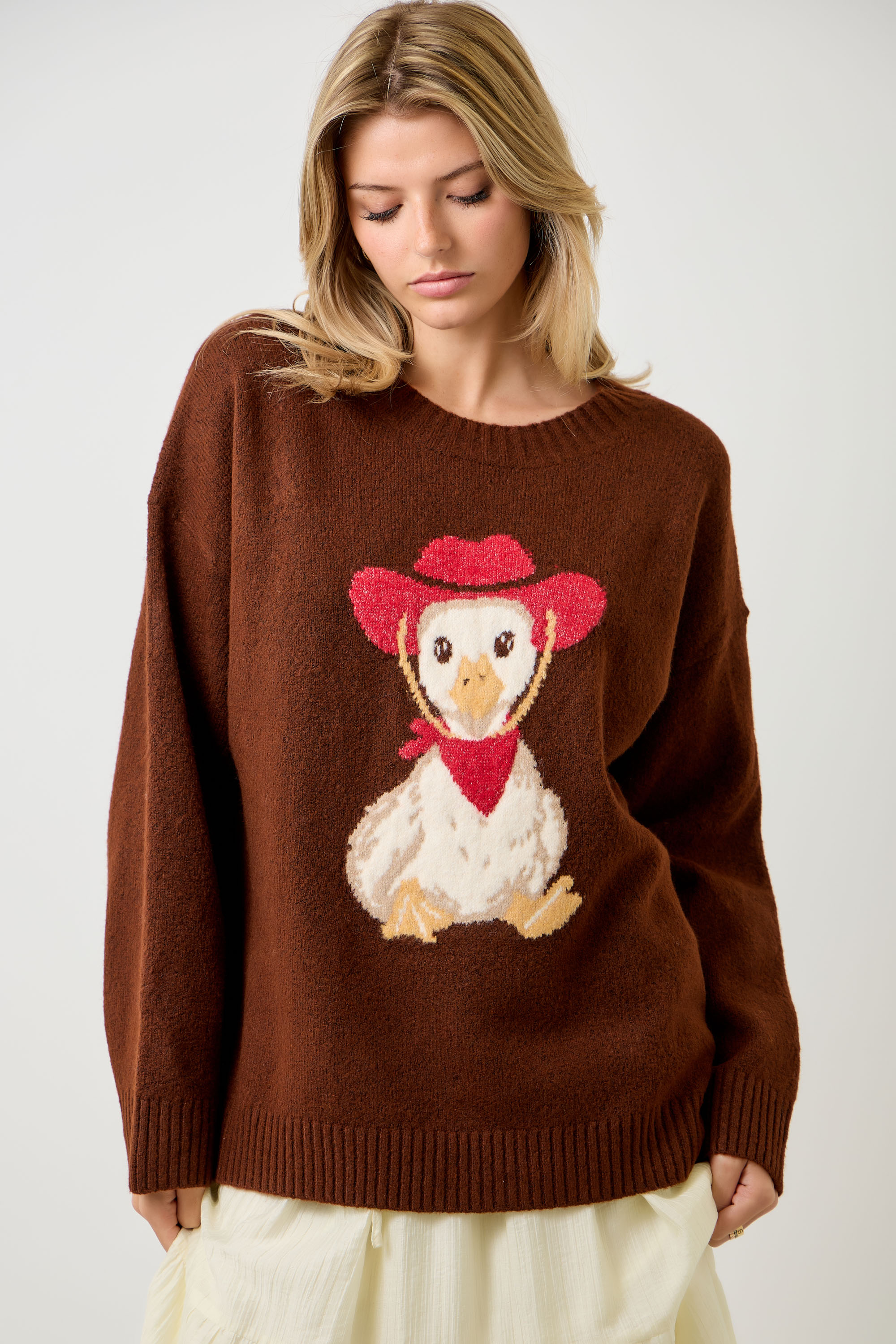 Western Duck Graphic Sweater