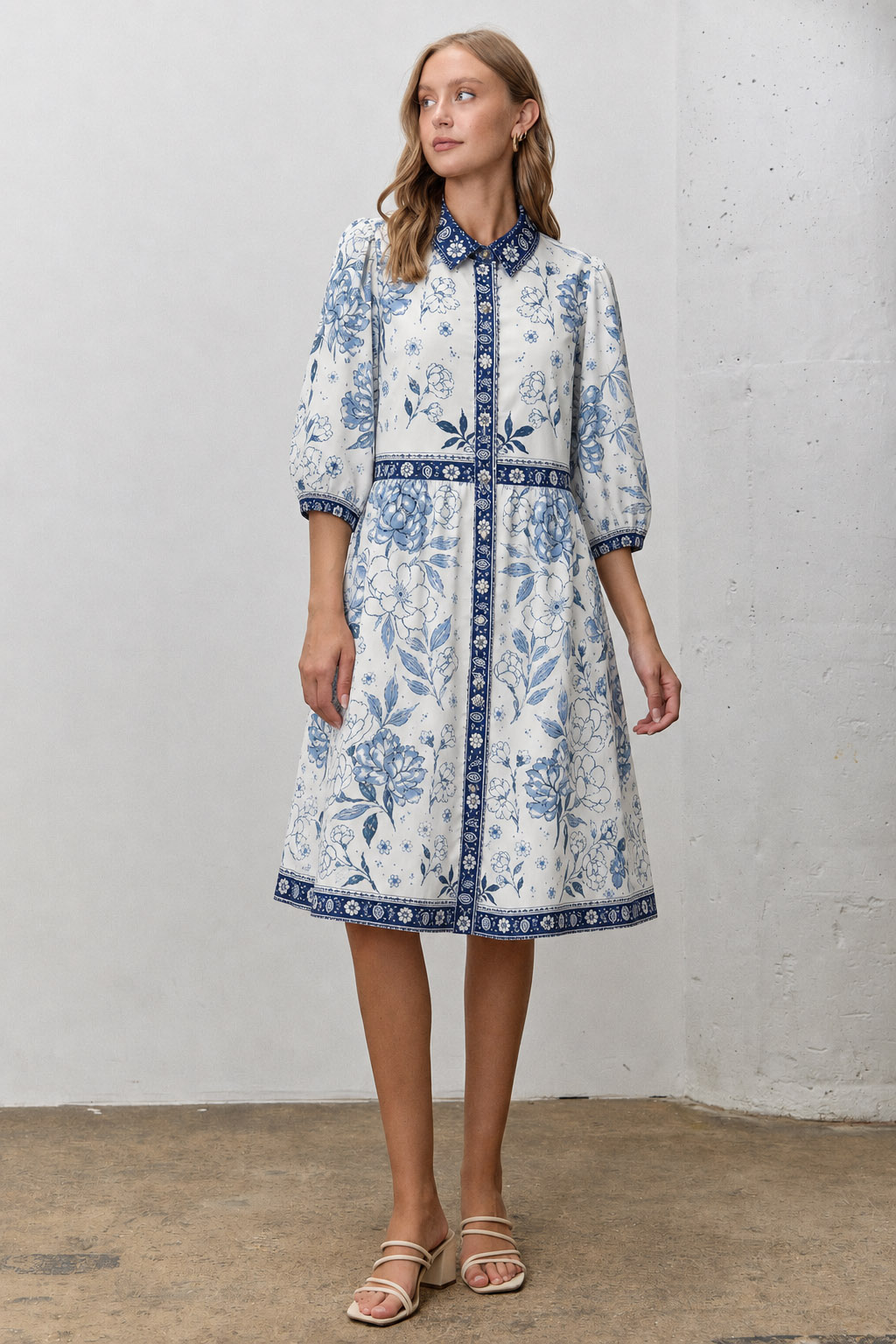 Floral Print Half Sleeve Dress