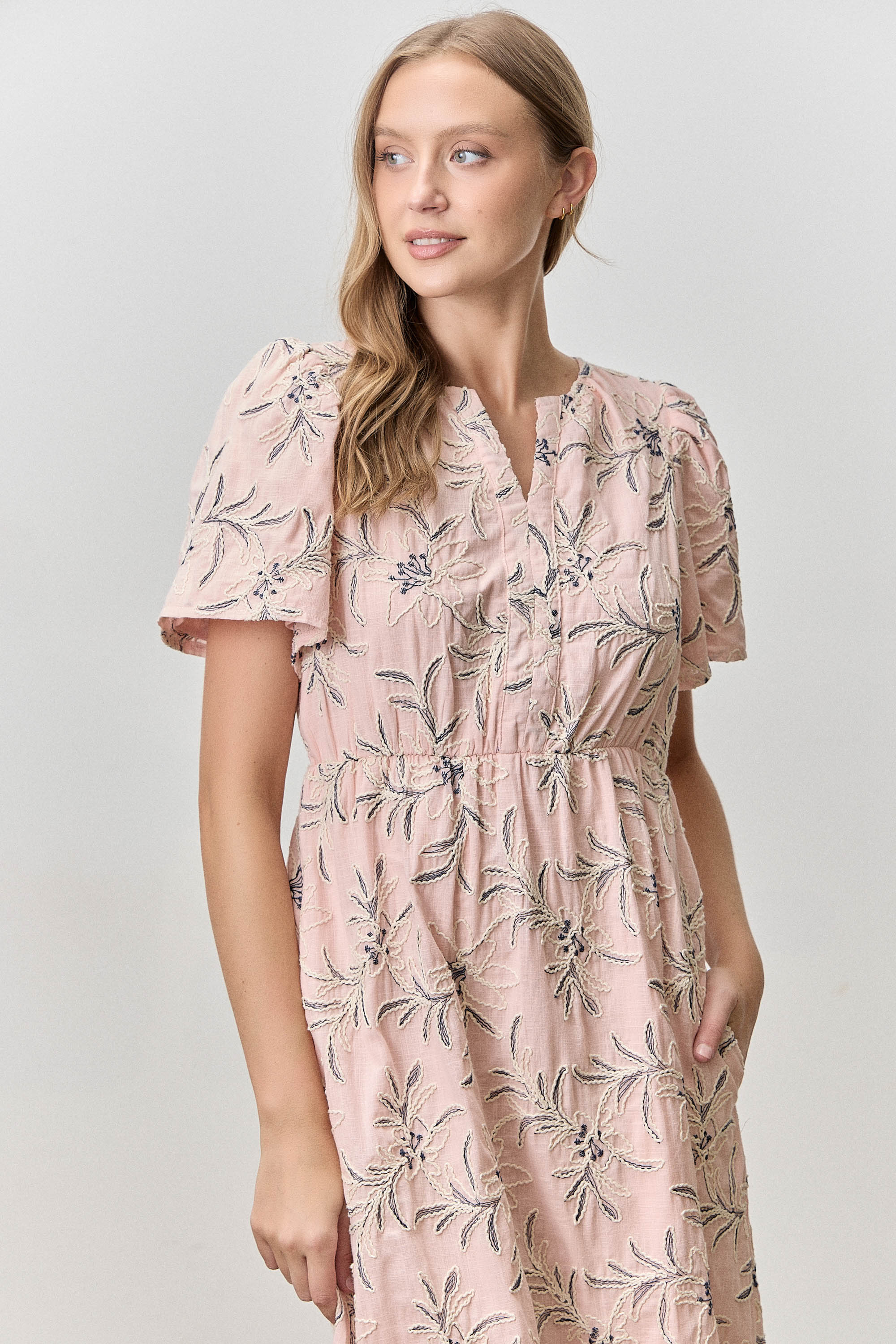 Floral Embroidered Midi Dress