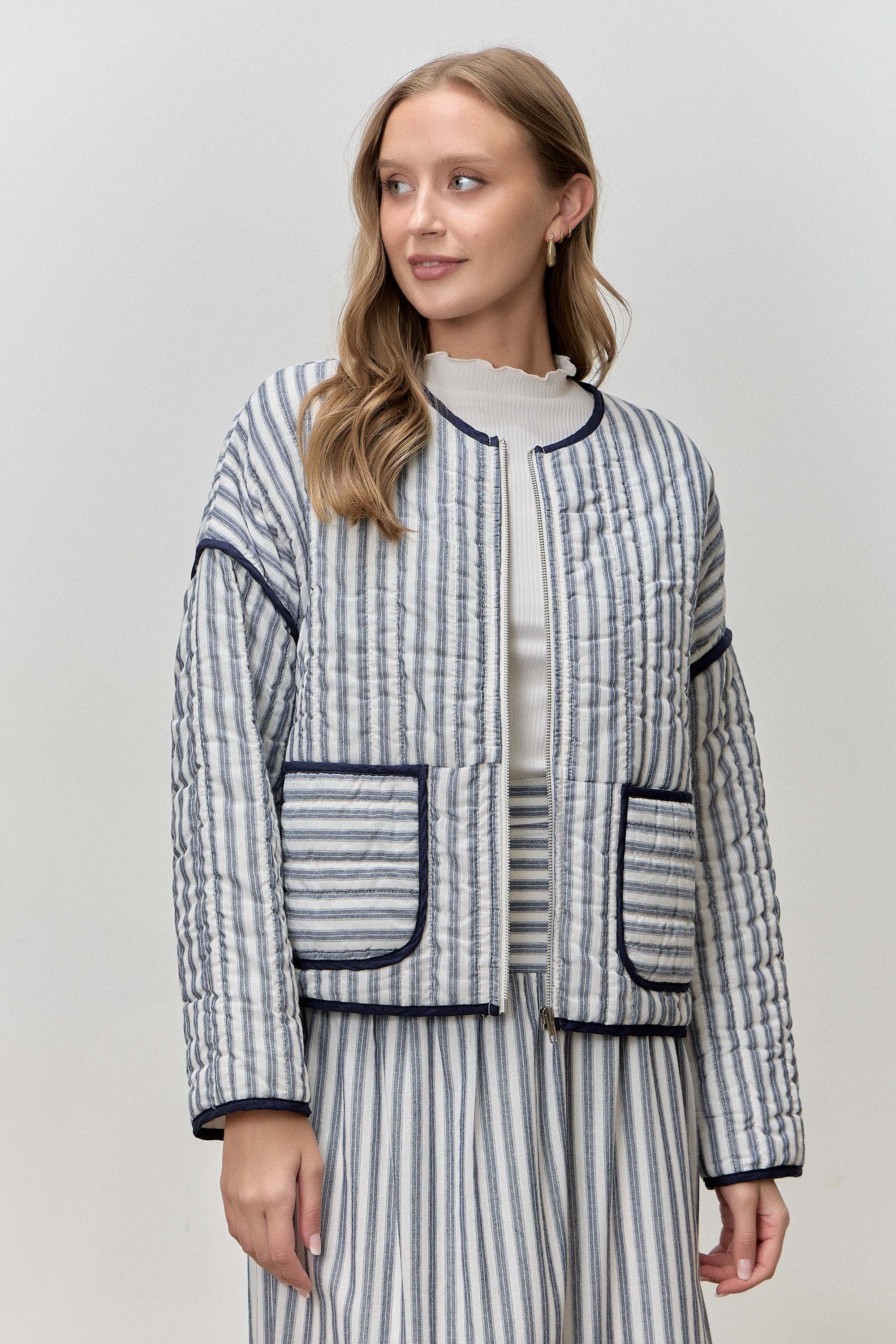 Striped Zip Up Jacket