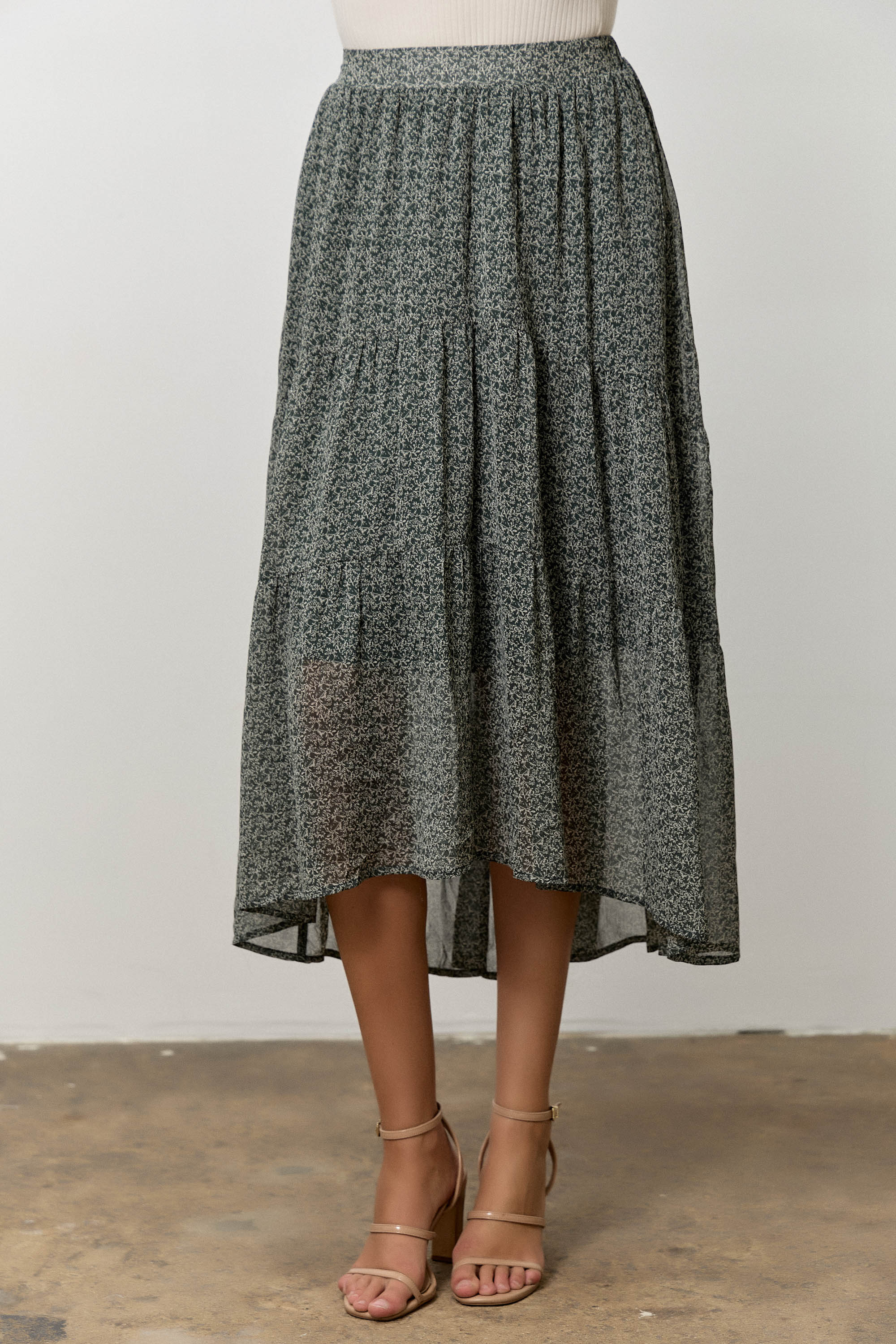 Floral Print Midi Skirt