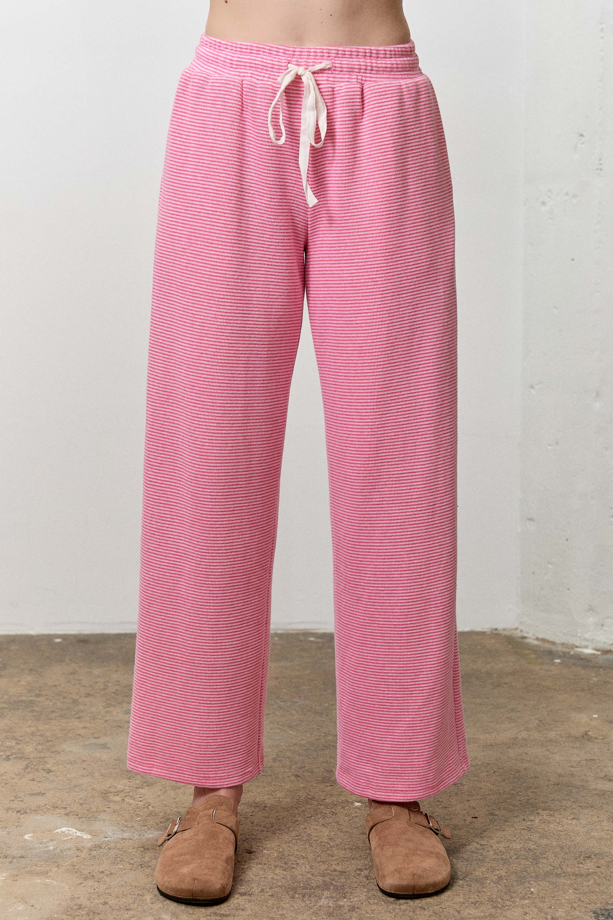 Striped Knit Drawstring Pants