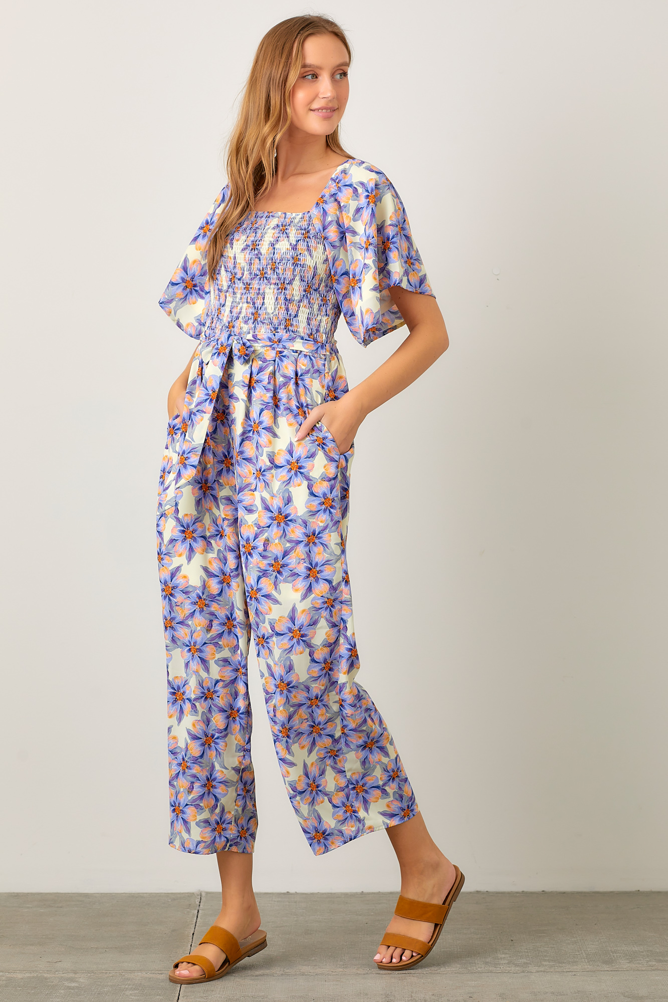 Floral Smocked Jumpsuit
