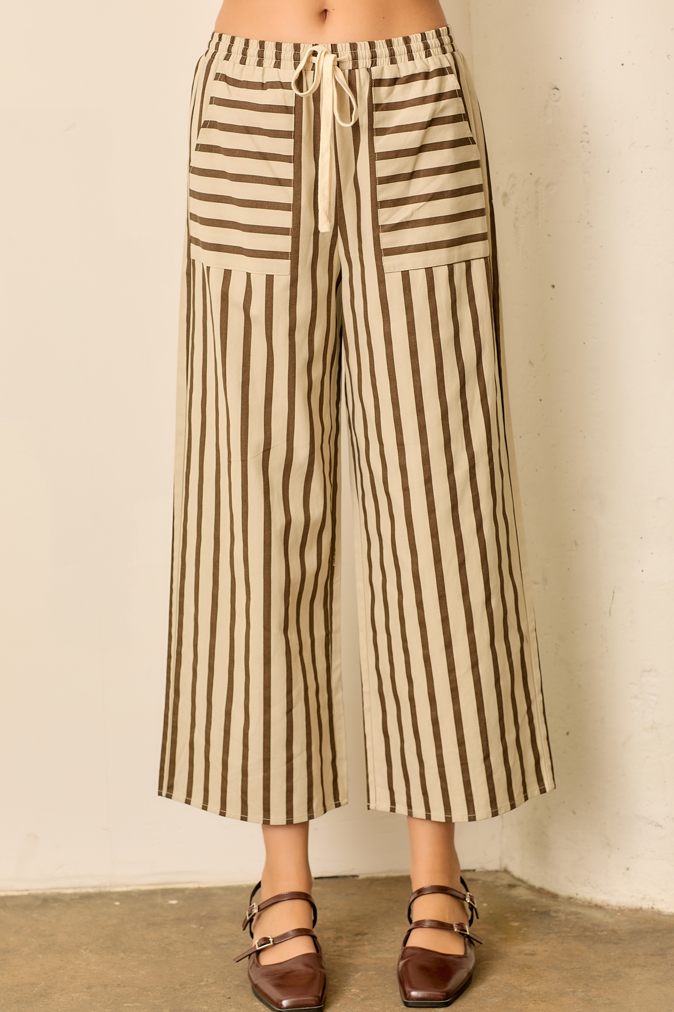 Pinstripe Elastic Waist Pant