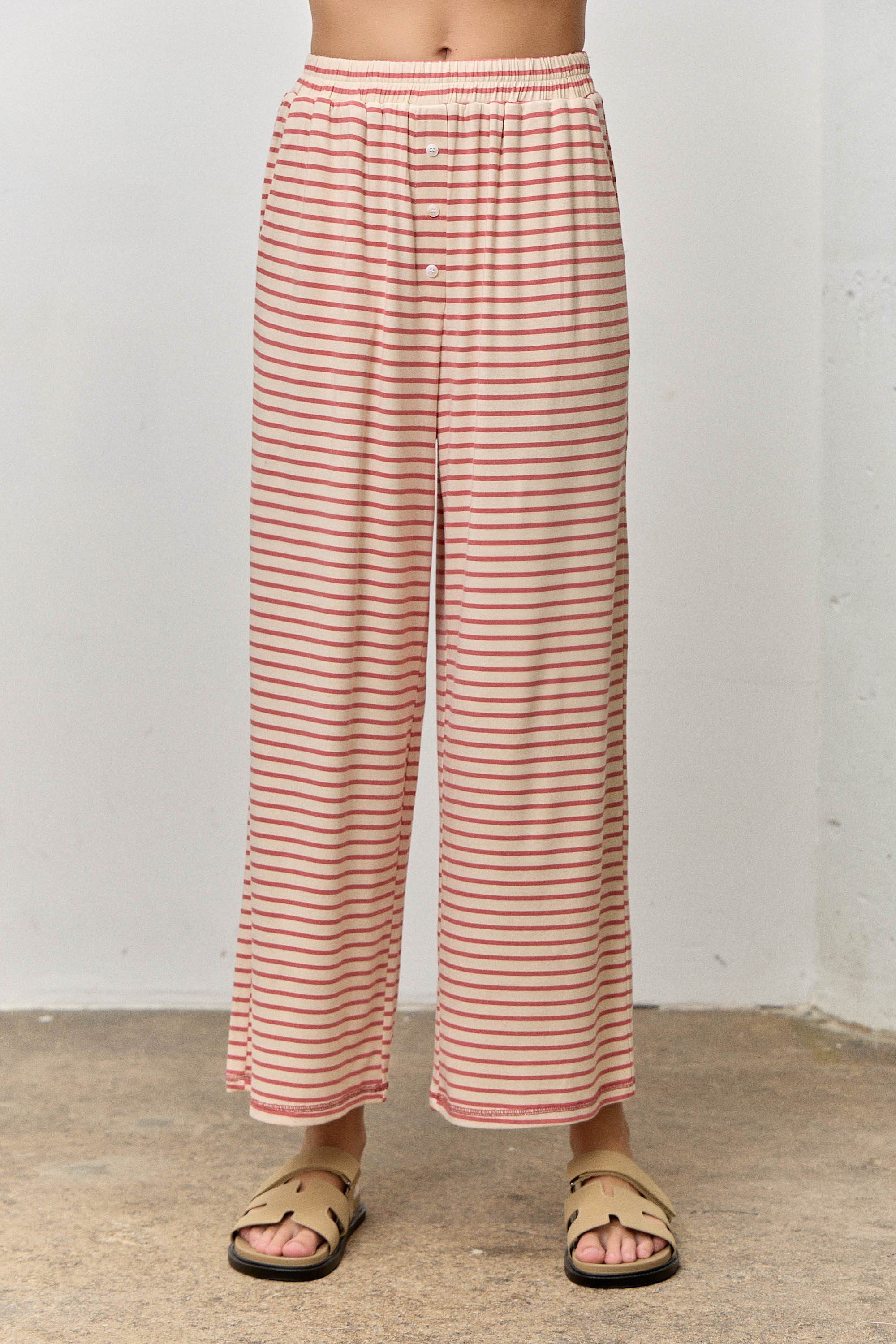 Plus Size Striped Elastic Waist Pants
