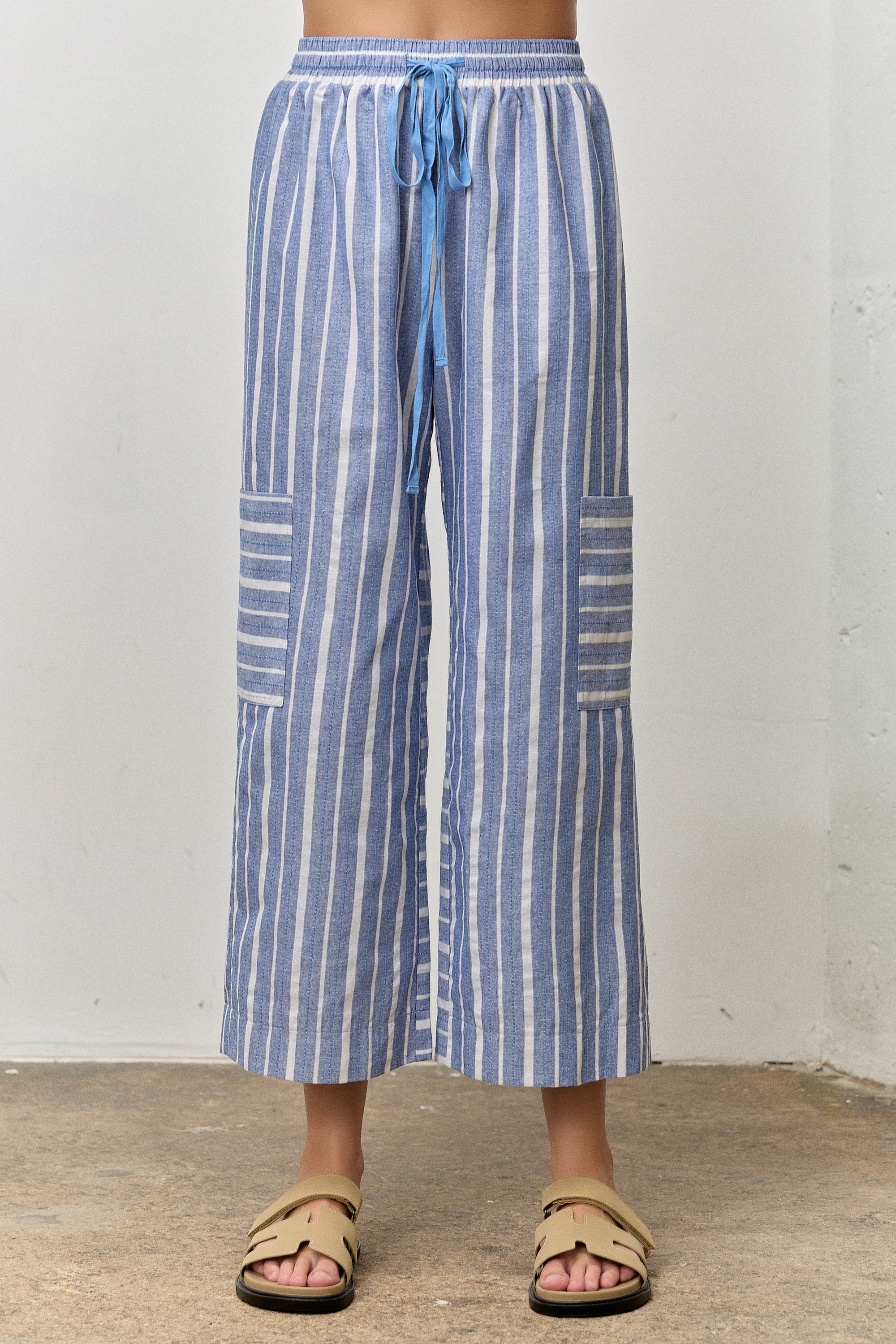 Plus Size Striped Drawstring Pants
