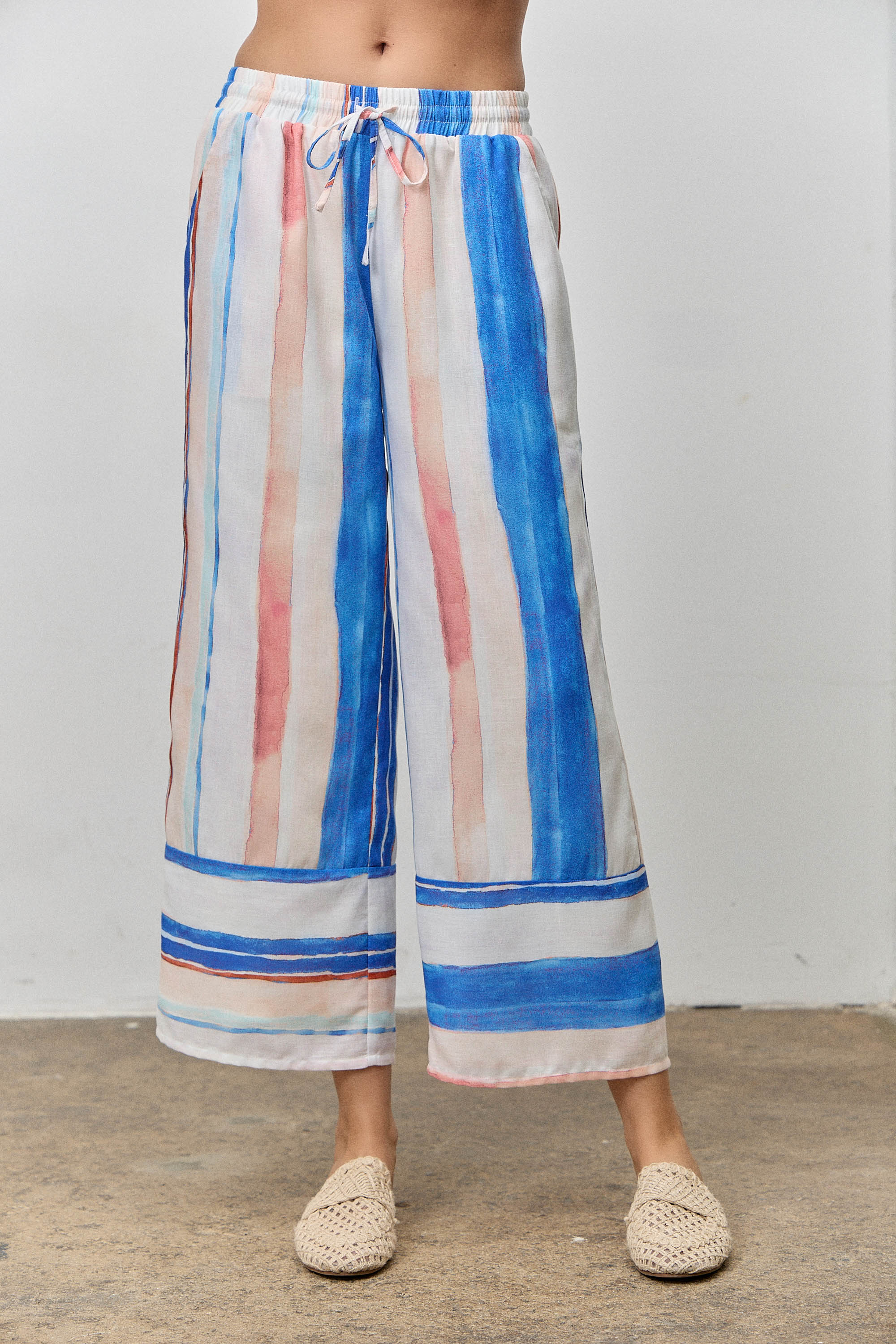 Plus Size Striped Drawstring Pants