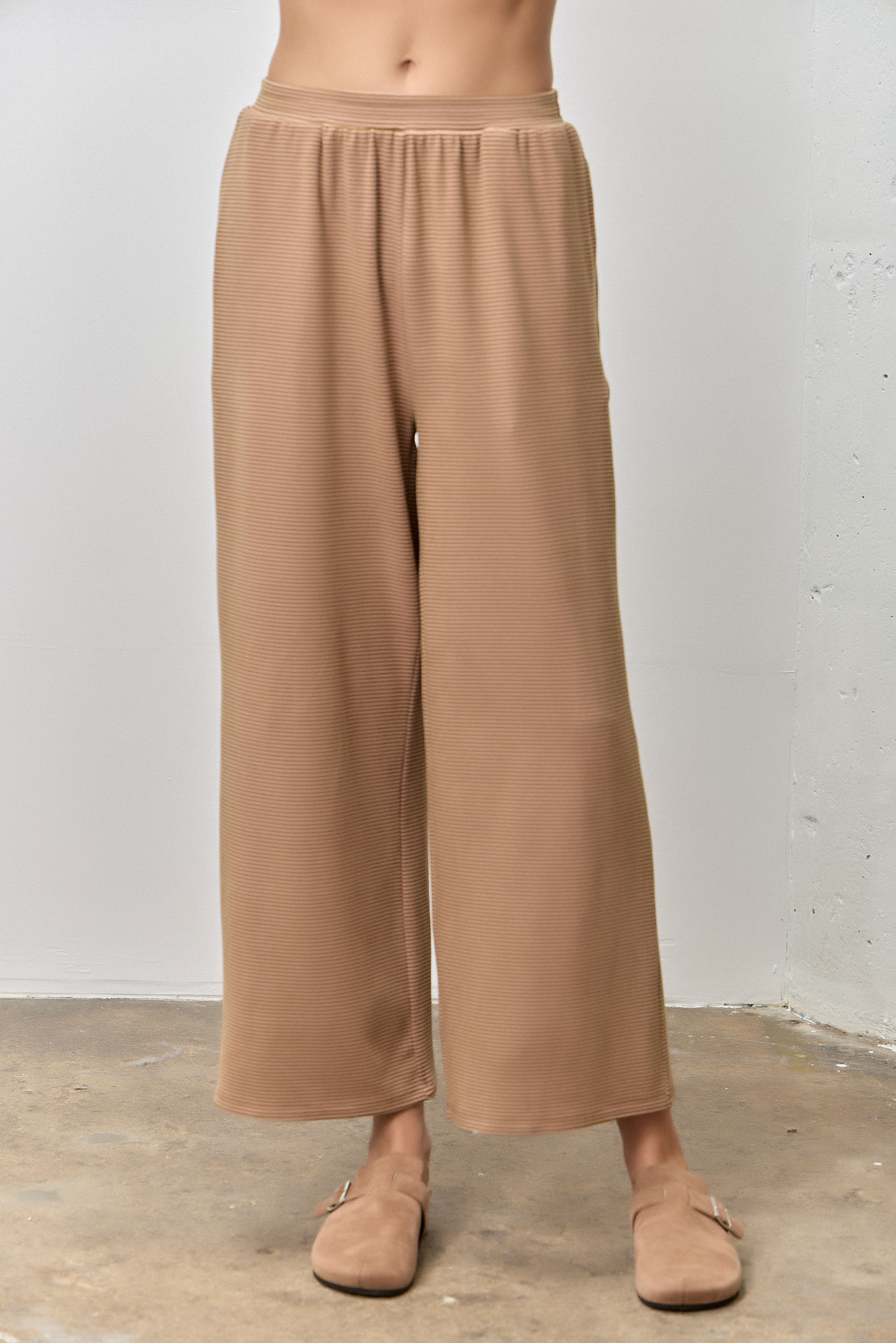 Plus Size Striped Elastic Waist Pants