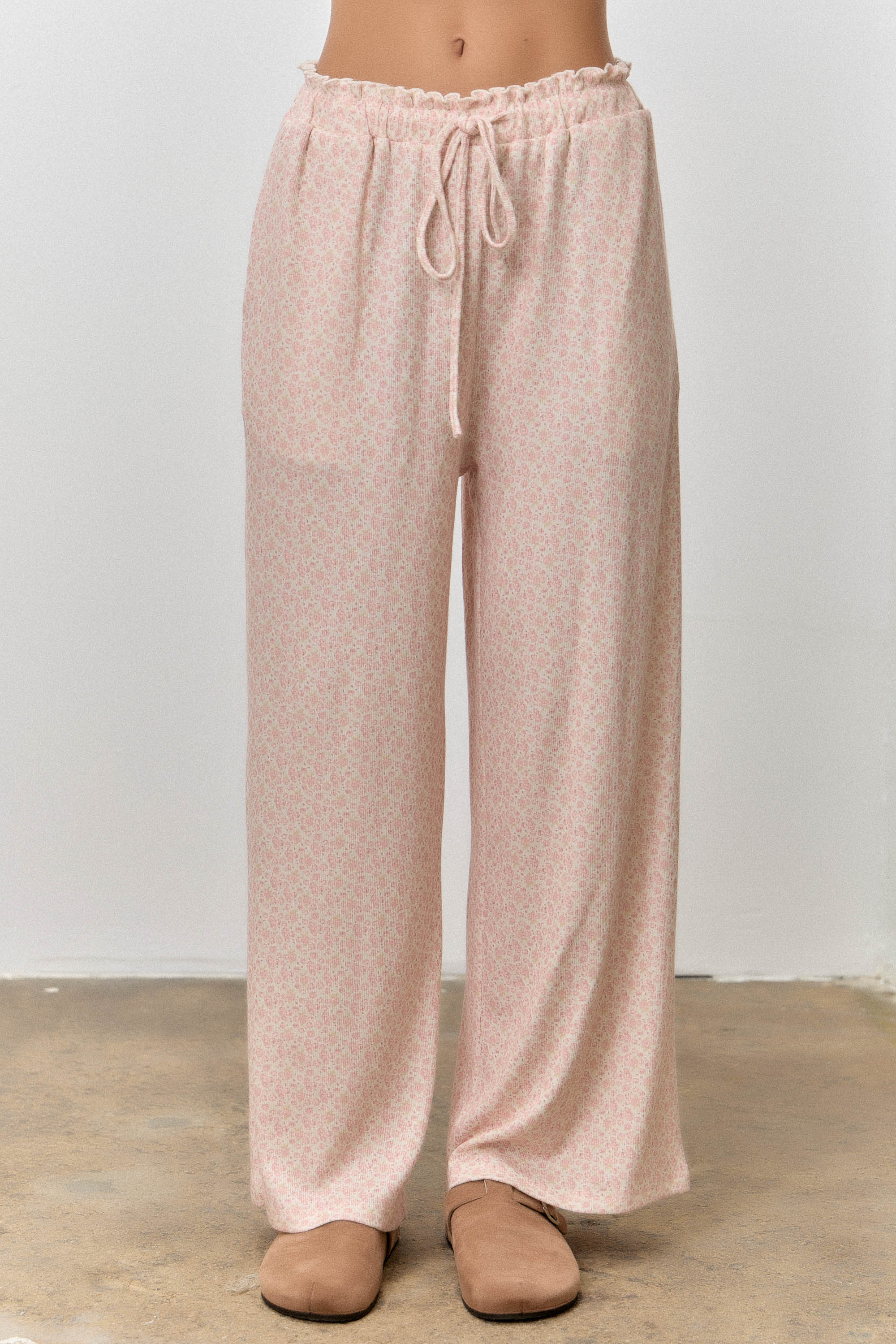 Ditsy Floral Print Drawstring Pants