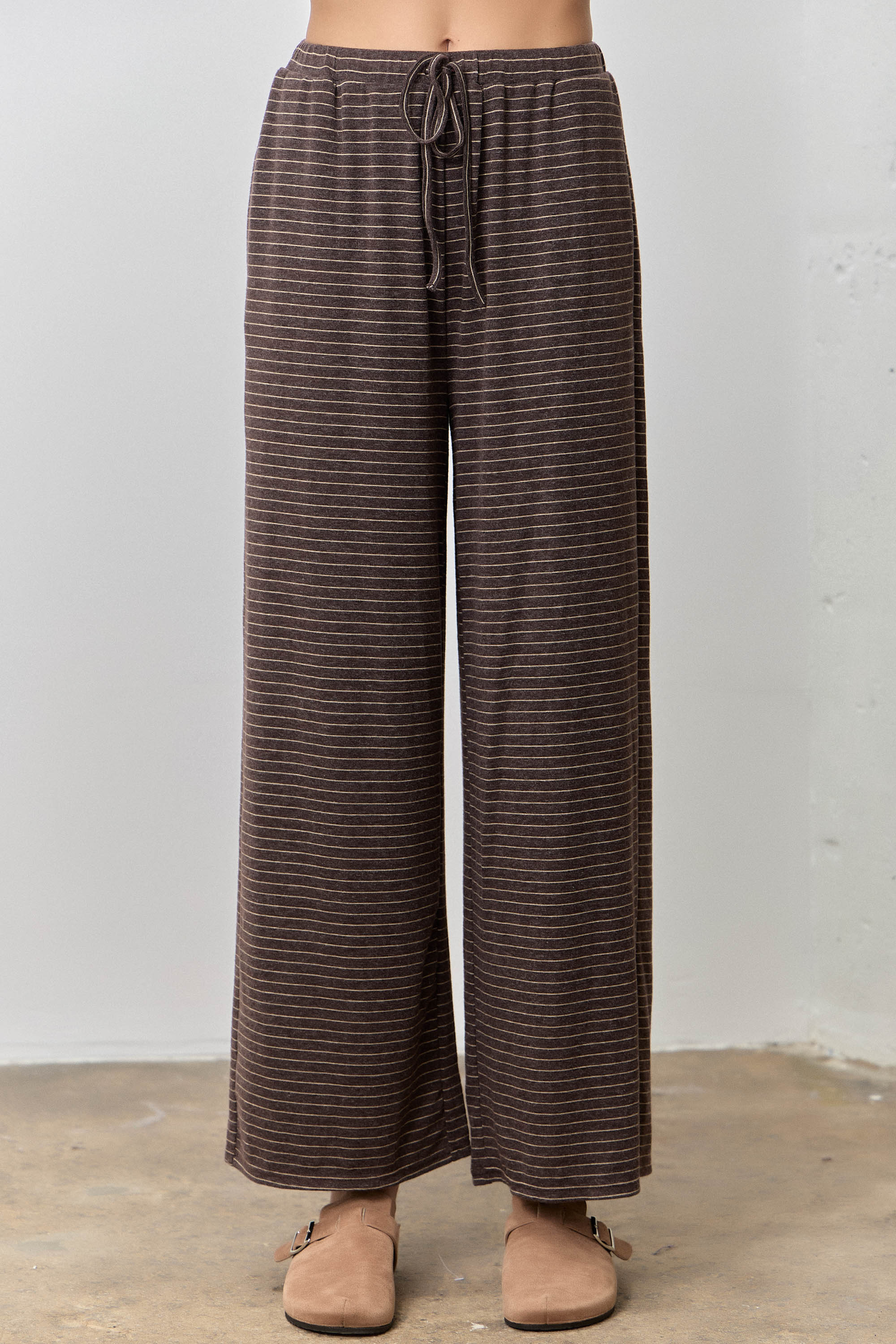 Plus Size Striped Knit Drawstring Pants
