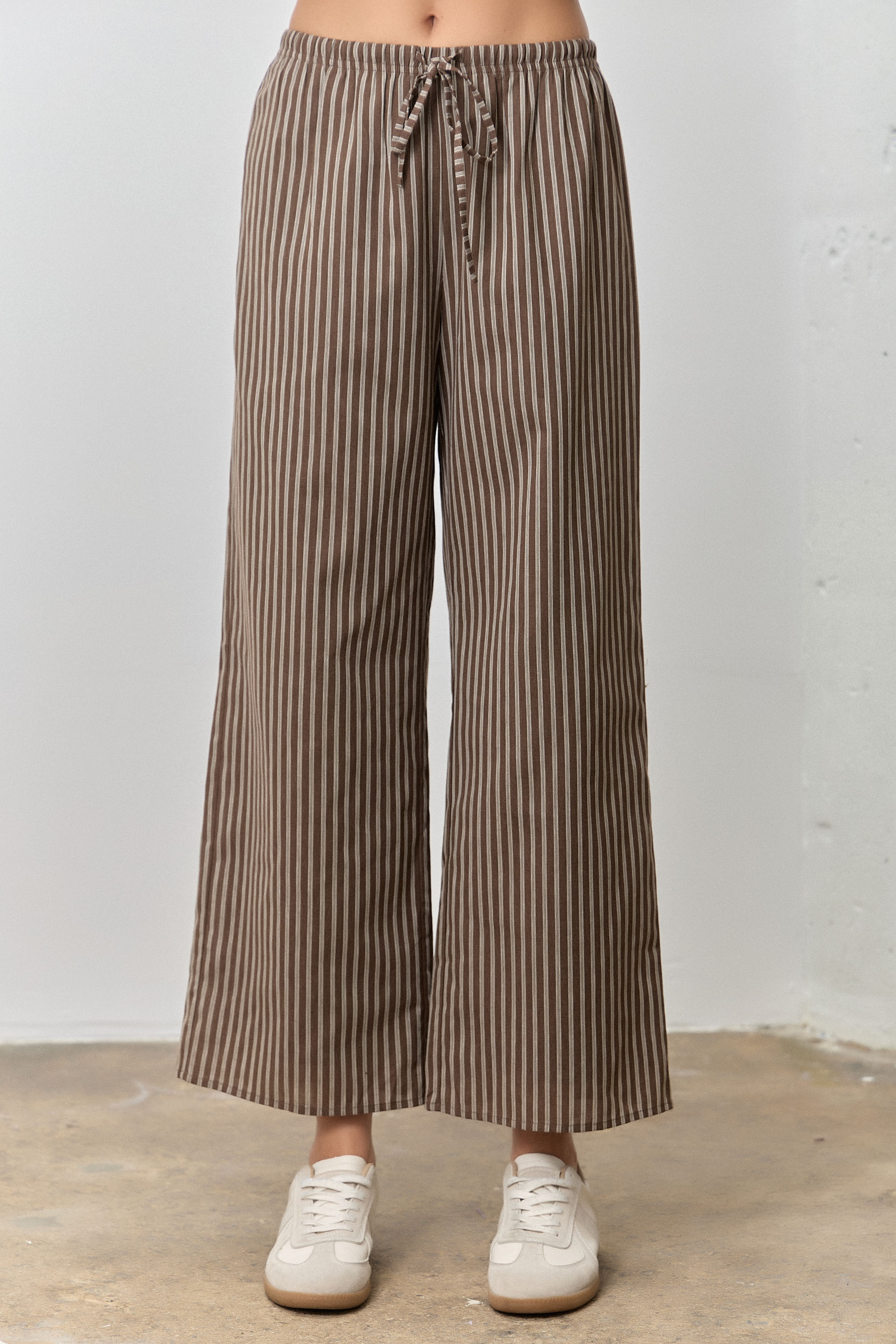 Striped Wideleg Drawstring Pants