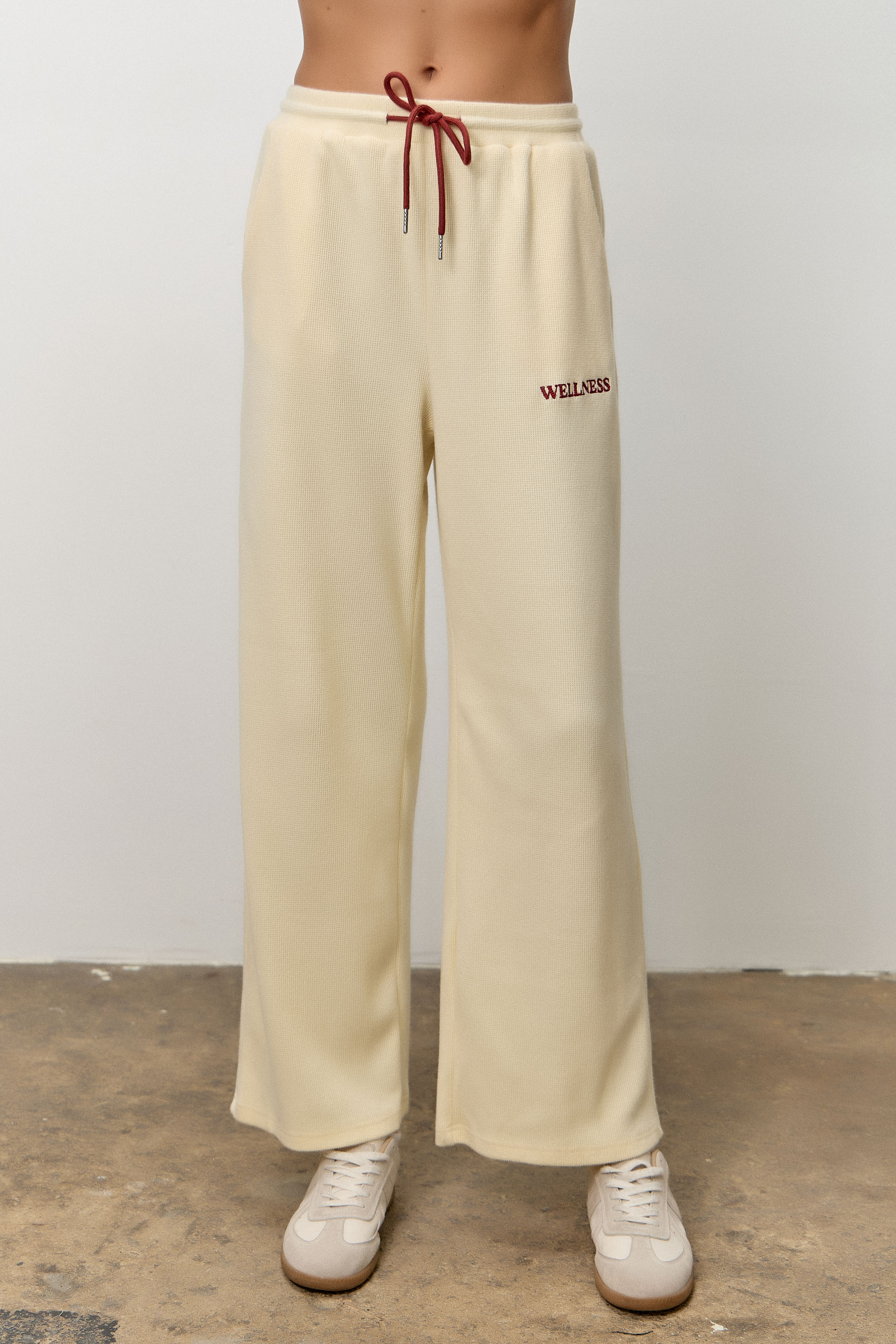"Wellness" Embo Contrast Drawstring Pants