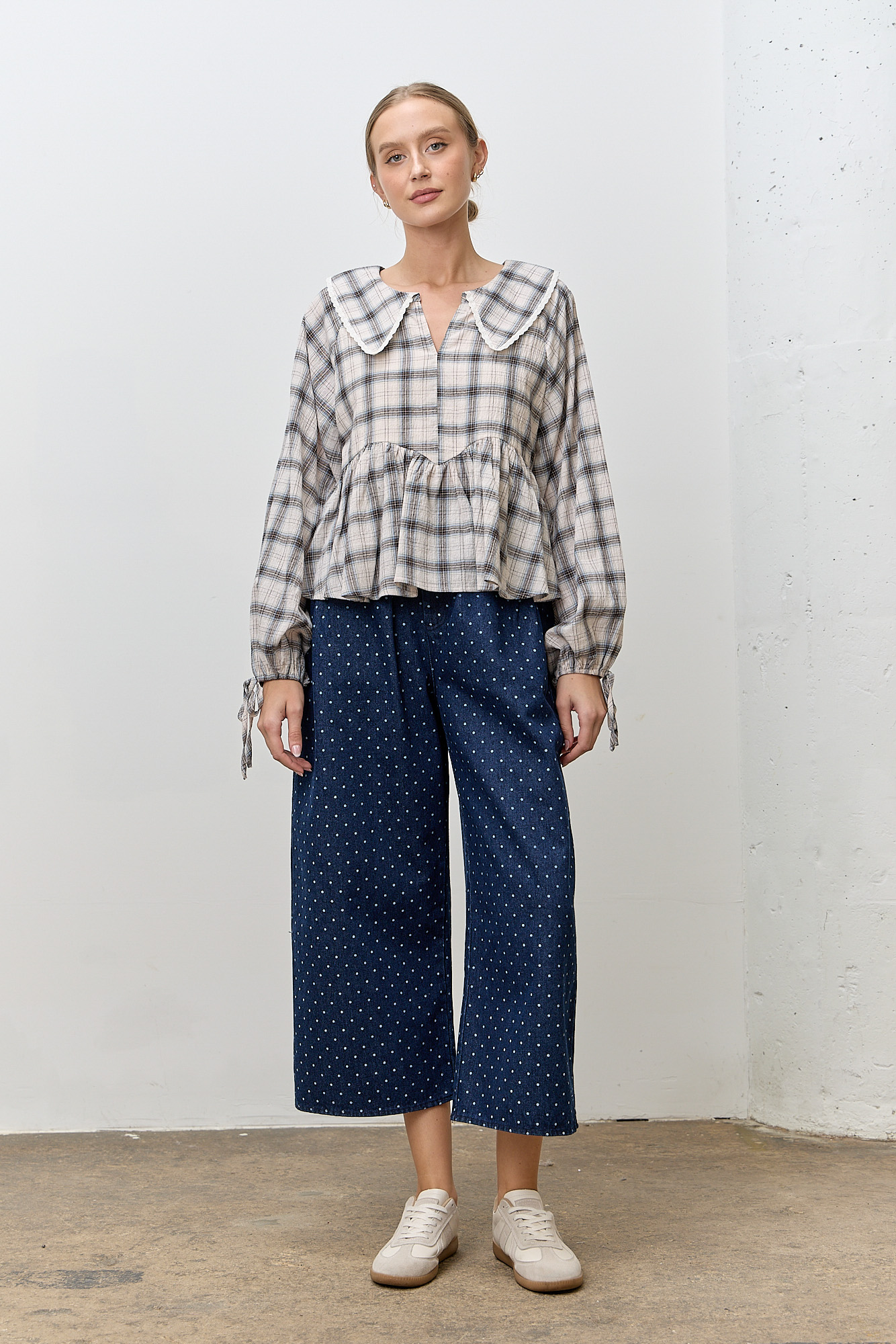 Plaid Peter Pan Collar Long Sleeve