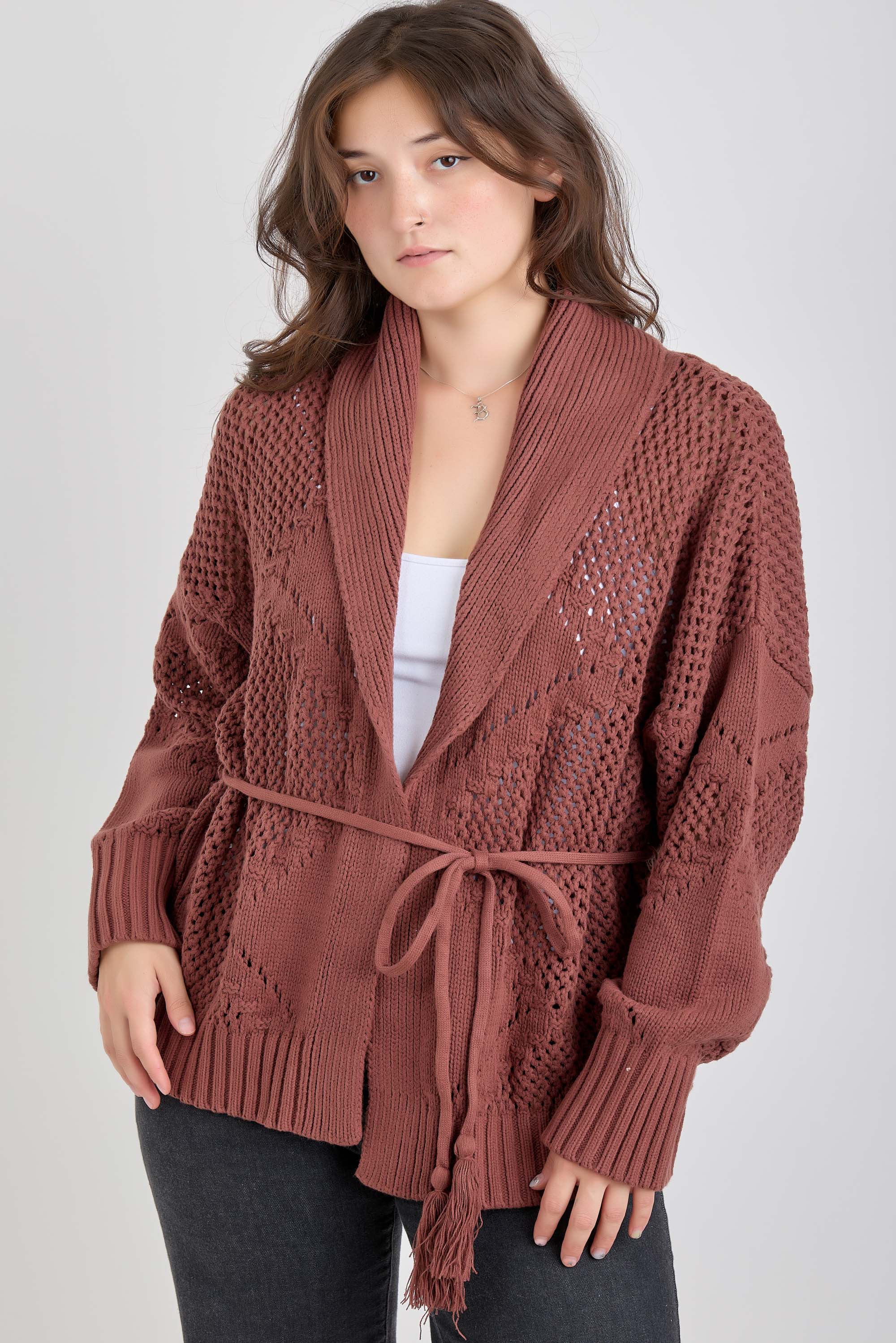 Plus Size Waist Tie Cardigan