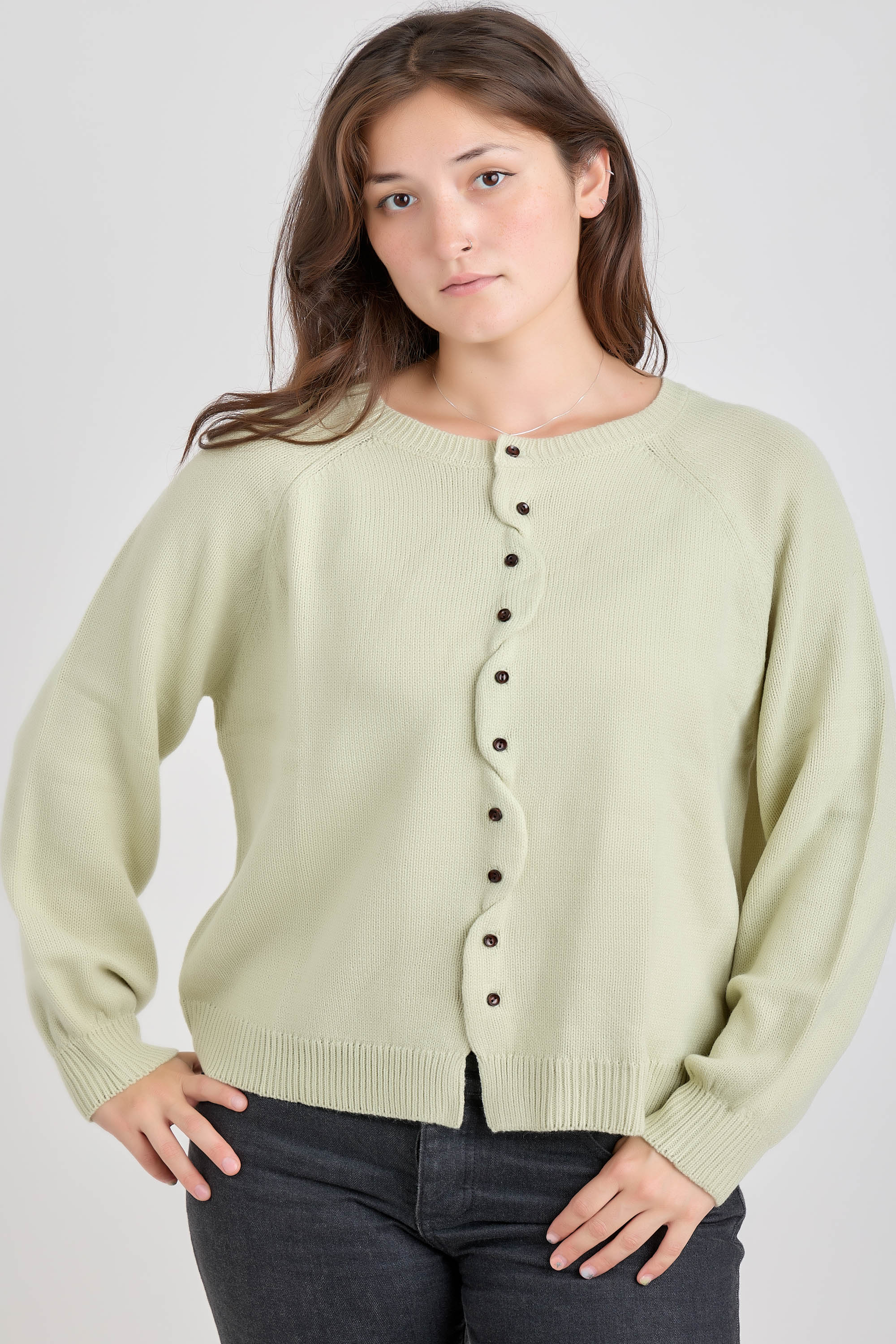 Plus - Scallop Edge Button Up Cardigan