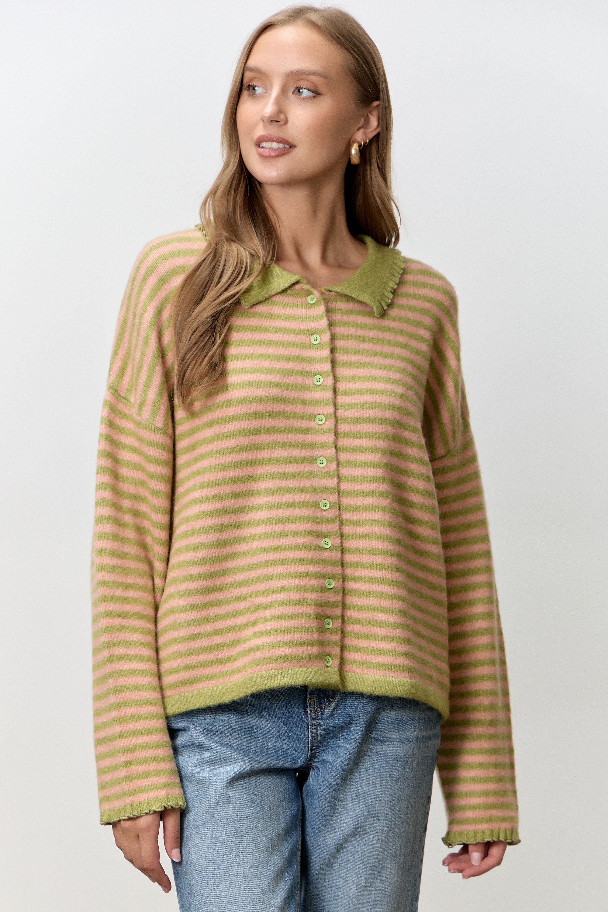 Striped Button Up Cardigan